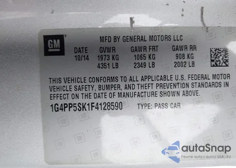 2015 Buick Verano from USA, damaged, VIN 1G4PP5SK1F4128590